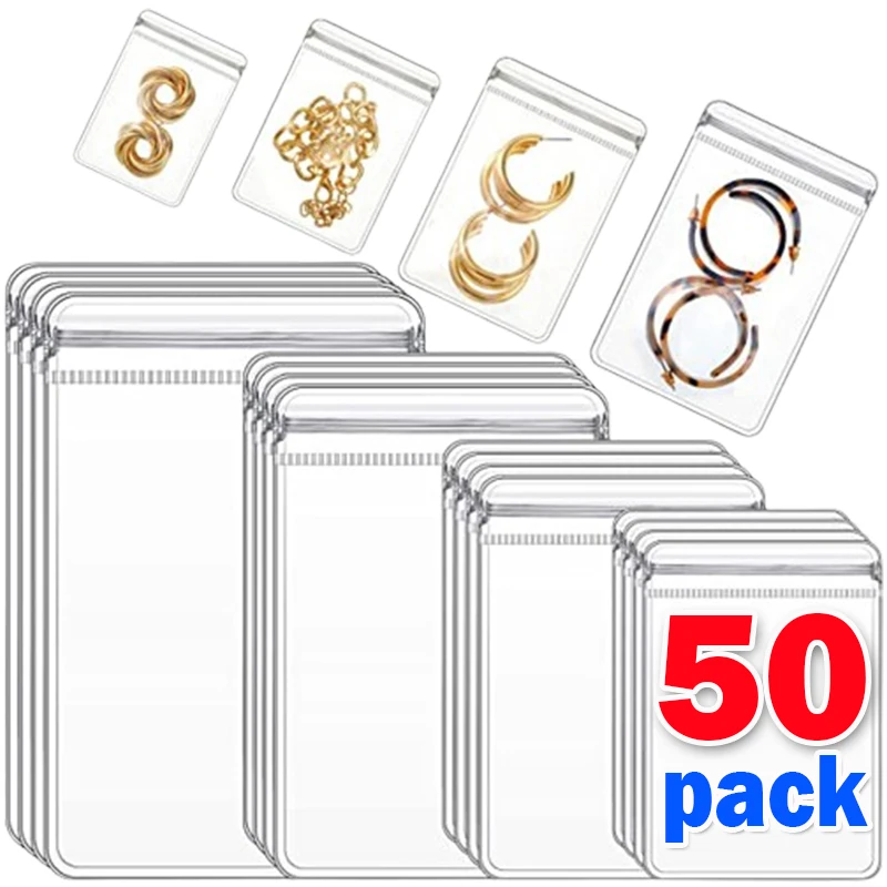 Luxury Ziploc Bags - 50pcs Jewelry Organizer Pouch Bags Transparent