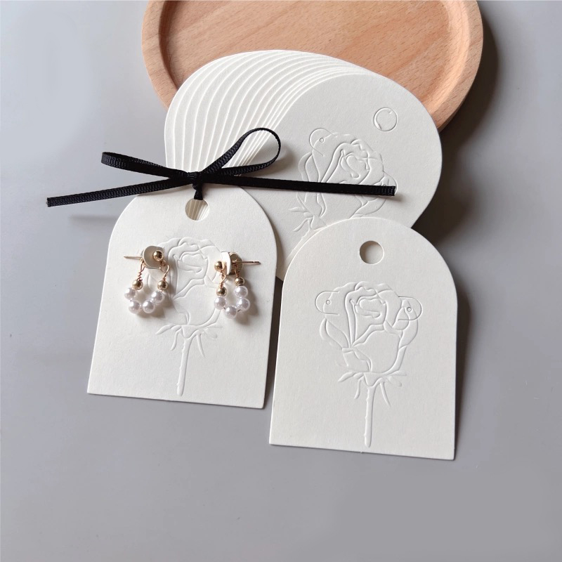 Luxury Ziploc Bags - White Semi-Circle Embossed Rose Hair Clip
